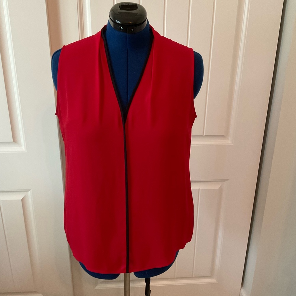 Calvin Klein Red Sleeveless Women's Top Lg